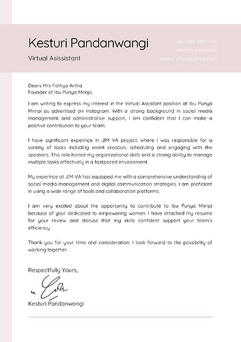 cover letter VA