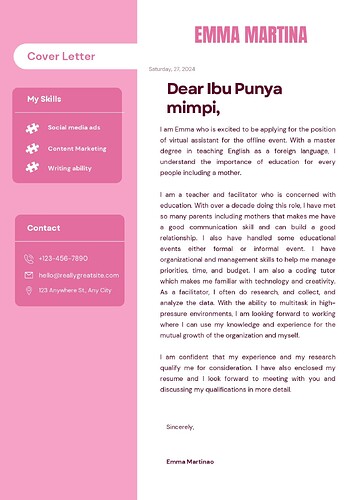 Dear Ibu Punya mimpi, I am Emma who is excited to be applying for the position of virtual assistant for the online event. With a master degree in teaching English as a foreign language, I understa_page-0001